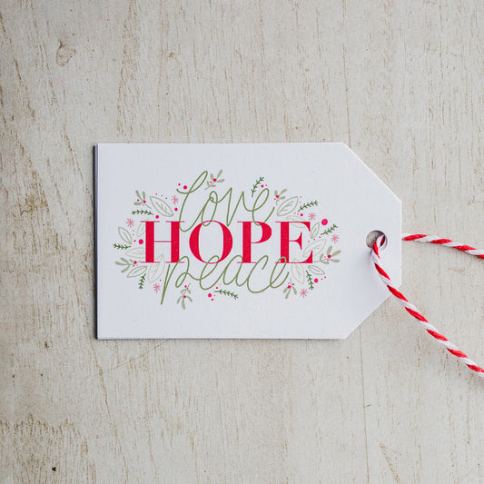 Love Hope Peace - Recycled Card Gift Tags