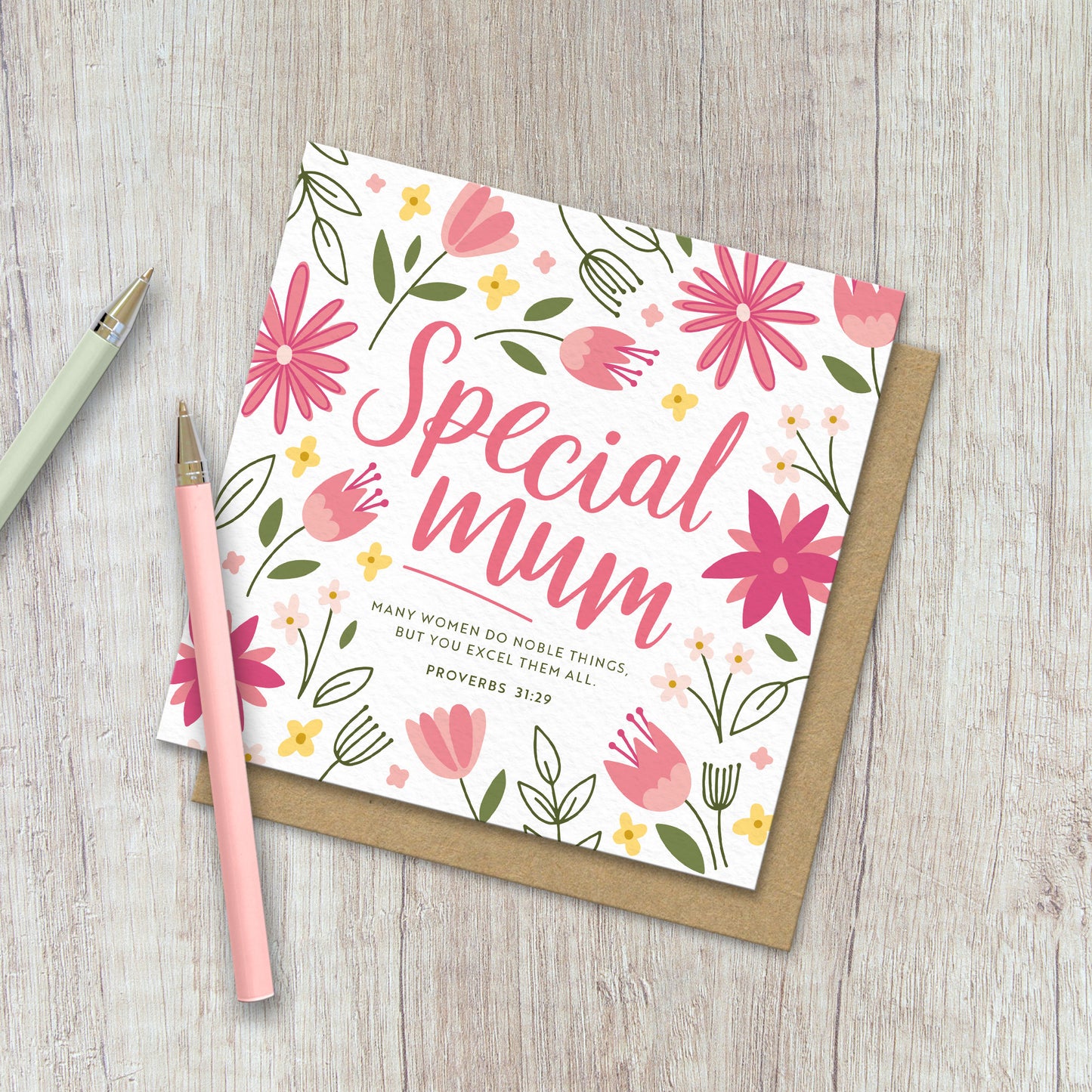 Floral Special Mum Card - Proverbs 31 v 29